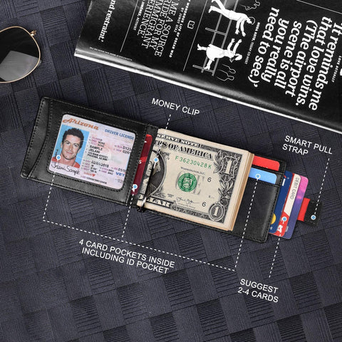Zitahli Money Clip Wallet-Mens Wallets slim Front Pocket RFID Blocking Card Holder Minimalist Mini Bifold Smart Design