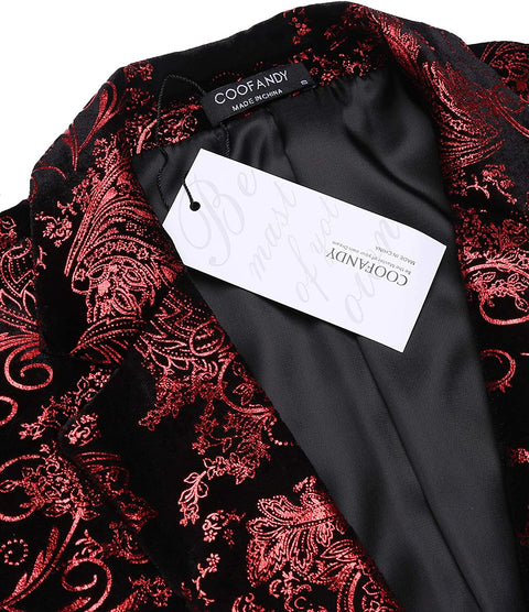Men Luxury Paisley Floral Suit Jacket Blazer Wedding Prom Party Tuxedo