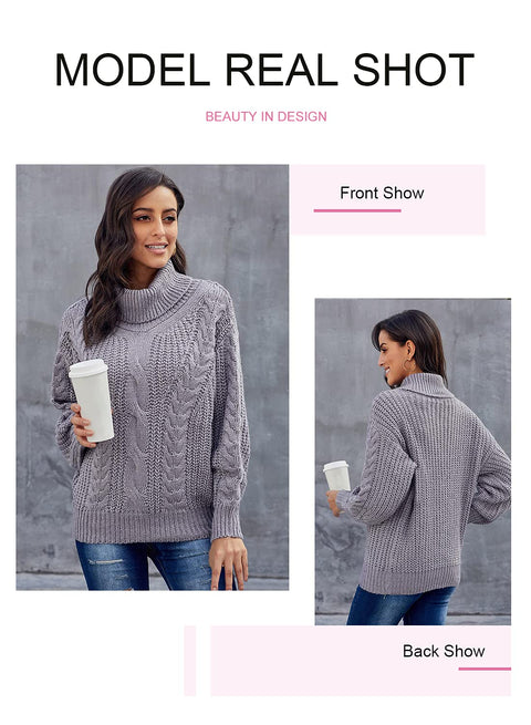 Vollonce Women's Cable Knit Jumper Chunky