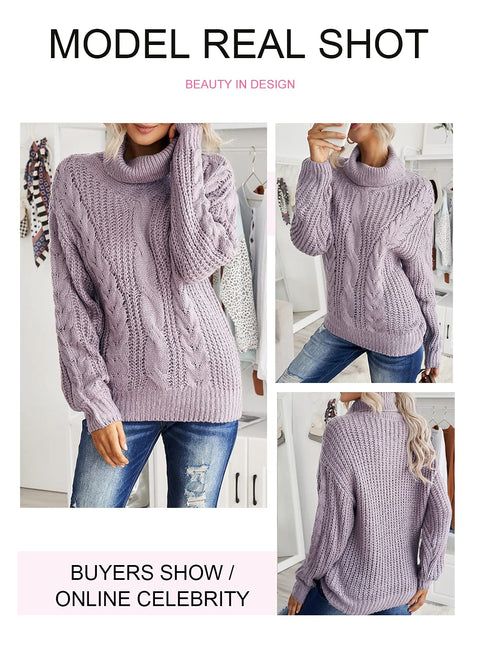 Vollonce Women's Cable Knit Jumper Chunky