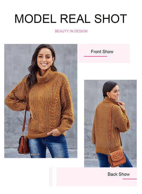 Vollonce Women's Cable Knit Jumper Chunky