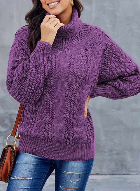 Vollonce Women's Cable Knit Jumper Chunky