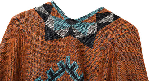 Women's Printed Tassel Open front Poncho Cape Wrap Shawl
