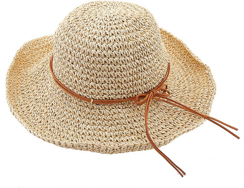 Women's Wide Brim Caps Foldable Summer Beach Sun Straw Hats