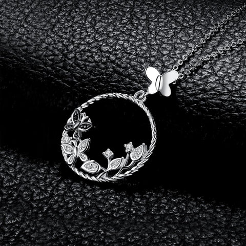 Butterfly Flower Natural Spinel Pendant Necklace