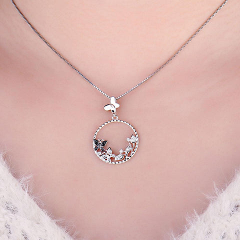 Butterfly Flower Natural Spinel Pendant Necklace