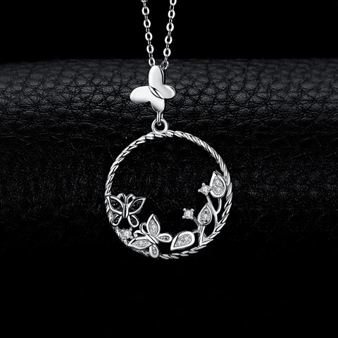 Butterfly Flower Natural Spinel Pendant Necklace