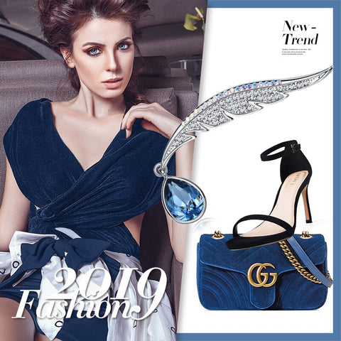 Fashion Rhinestone Feather Brooches