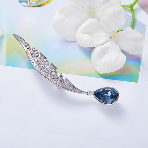 Fashion Rhinestone Feather Brooches