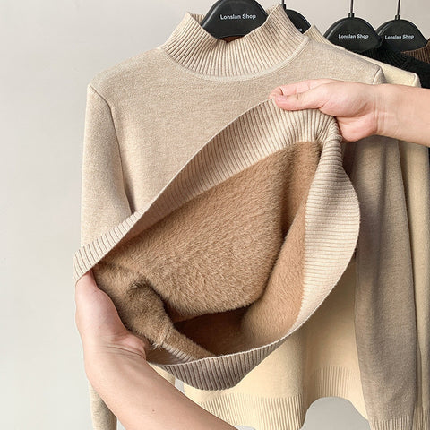 Winter Half Turtleneck Knitted Pullovers Fashion Clothes Woman 2022