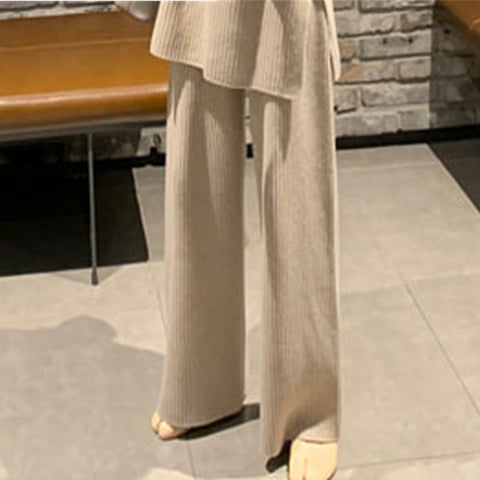 New Fashion Winter Women's Thicken Warm Knitted Pullover Sweater Two-Piece Suits