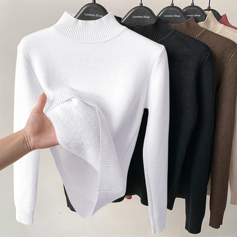 Winter Half Turtleneck Knitted Pullovers Fashion Clothes Woman 2022