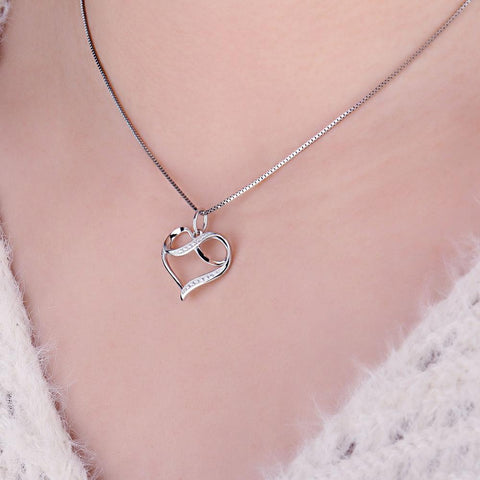 Love Heart Silver Pendant Necklace
