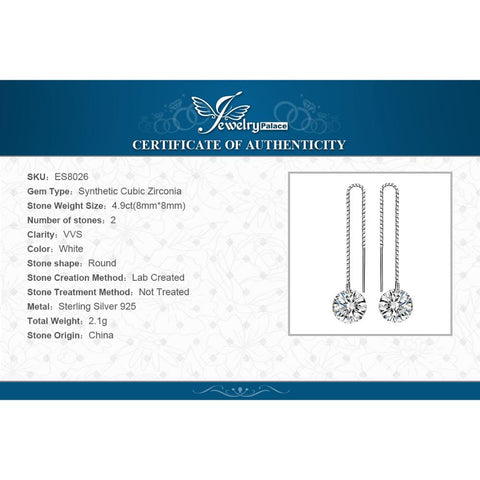 925 Sterling Silver Cubic Zirconia Long Drop Earrings