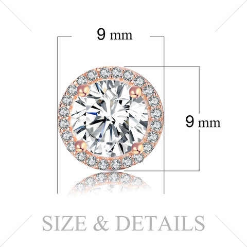 CZ Stud Earrings Rose Gold 925 Sterling Silver