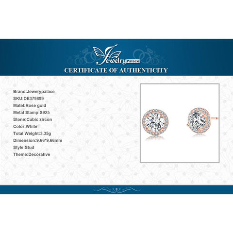 CZ Stud Earrings Rose Gold 925 Sterling Silver