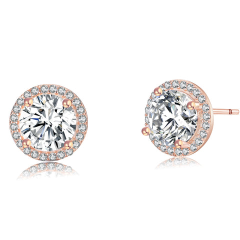 CZ Stud Earrings Rose Gold 925 Sterling Silver