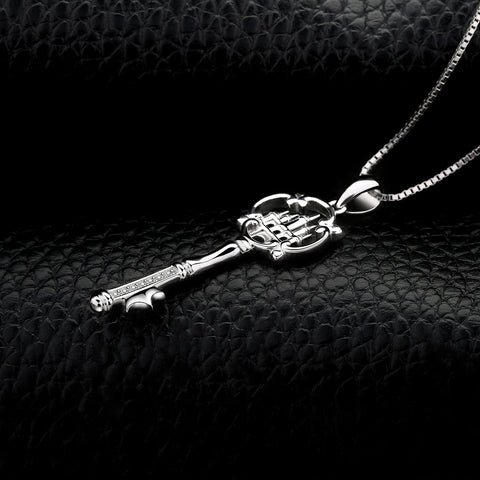 Cubic Zirconia Castle Key Pendant Necklace