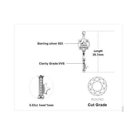 Cubic Zirconia Castle Key Pendant Necklace