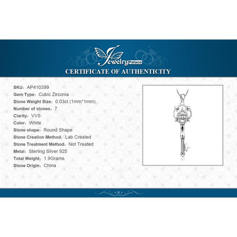 Cubic Zirconia Castle Key Pendant Necklace