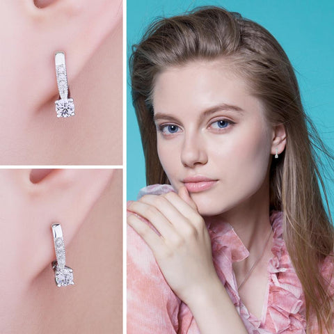 Cubic Zirconia Clip Earrings 925 Silver Earrings