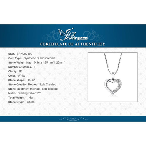 Heart Sterling Silver Pendant Necklace 925 Sterling Silver