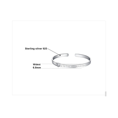 Moon Back 925 Sterling Silver Cuff