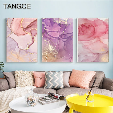 Nordic Purple Pink Canvas Painting