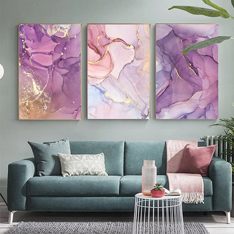 Nordic Purple Pink Canvas Painting