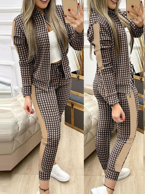 2022 Women's Tracksuit Zipper Top And Pants Casual Sport Suit