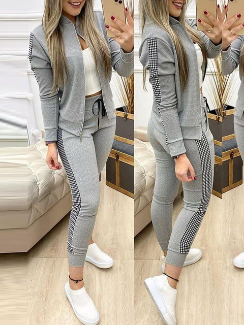 2022 Women's Tracksuit Zipper Top And Pants Casual Sport Suit