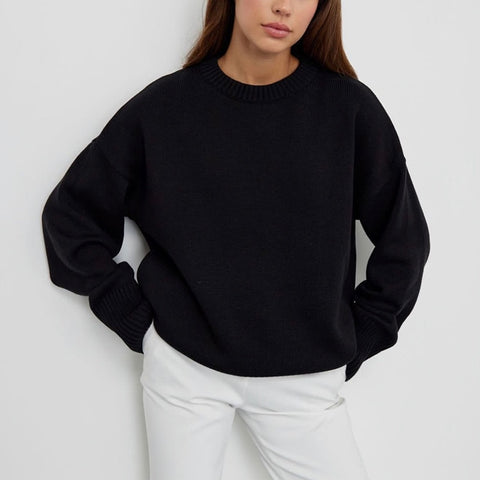 Winter Warm Knitted O Neck Sweater Women 2022 Korean Elegant Basic