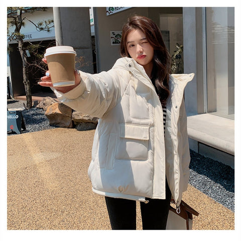 European Station 2022 Winter New Small Cotton Clothes Women's Hooded Bread