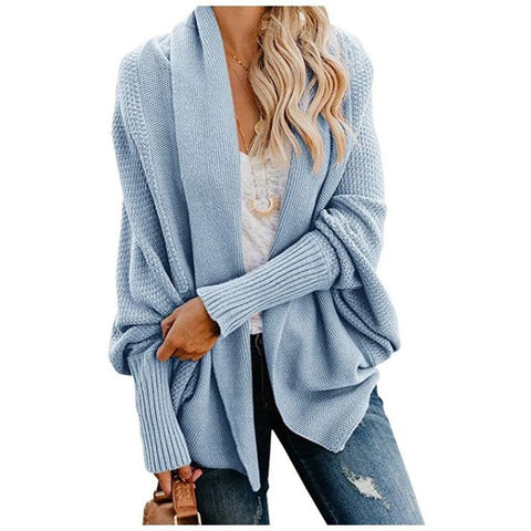 Fitshinling Oversized Sweater Cardigan Female Clothes Patchwork Batwing Sleeve Long Outerwear Women Winter Big Size Jacket Coat
