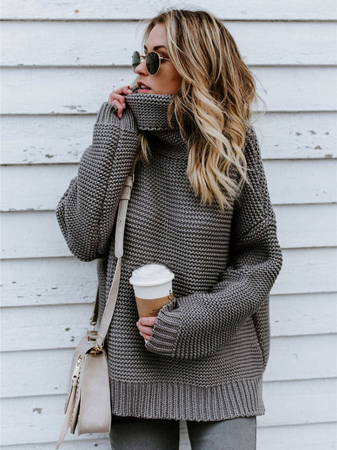2022 Women Pullover Thick Autumn Winter Clothes Warm Knitted Oversized