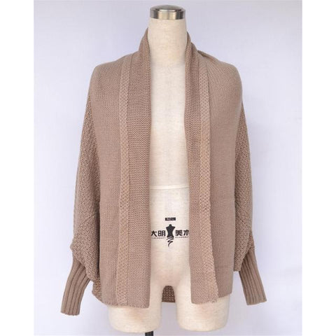Fitshinling Oversized Sweater Cardigan Female Clothes Patchwork Batwing Sleeve Long Outerwear Women Winter Big Size Jacket Coat