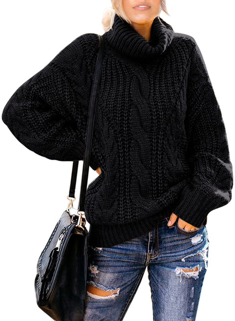 Vollonce Women's Cable Knit Jumper Chunky