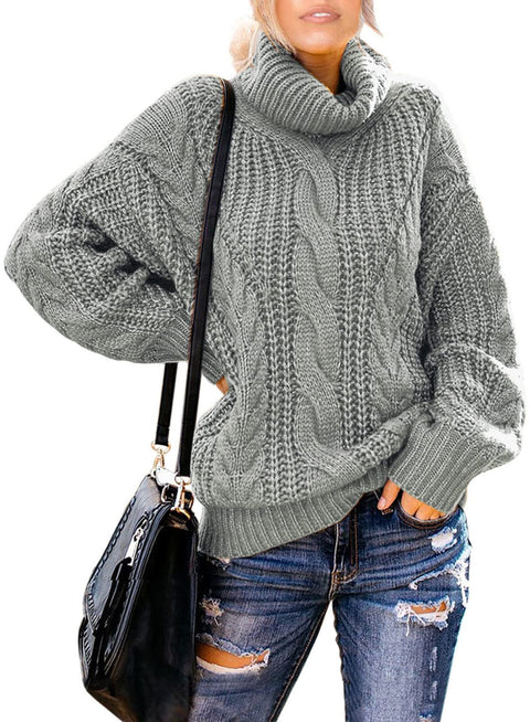 Vollonce Women's Cable Knit Jumper Chunky