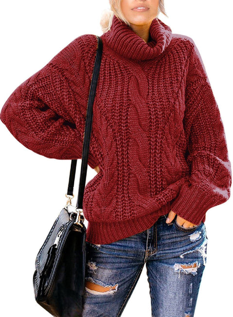 Vollonce Women's Cable Knit Jumper Chunky