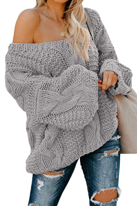 Vollonce Women's Cable Knit Jumper Chunky