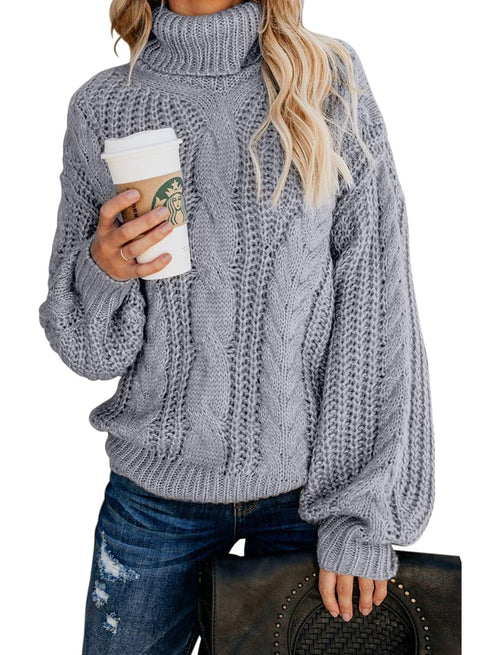 Vollonce Women's Cable Knit Jumper Chunky