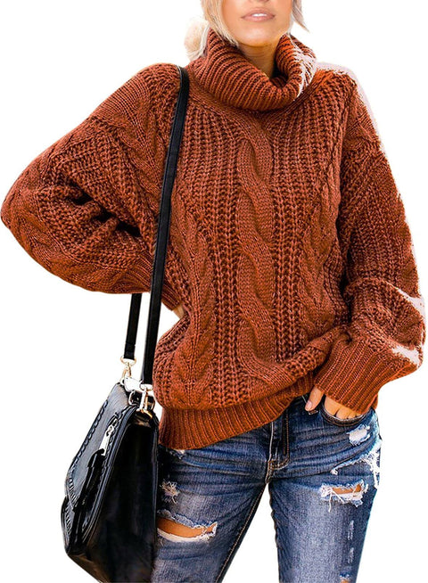 Vollonce Women's Cable Knit Jumper Chunky
