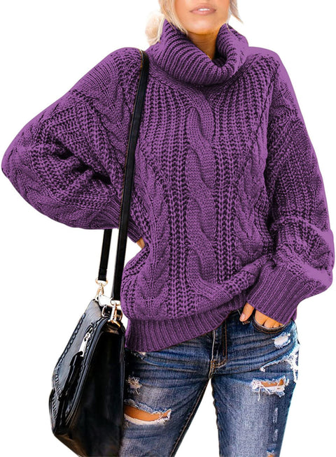 Vollonce Women's Cable Knit Jumper Chunky