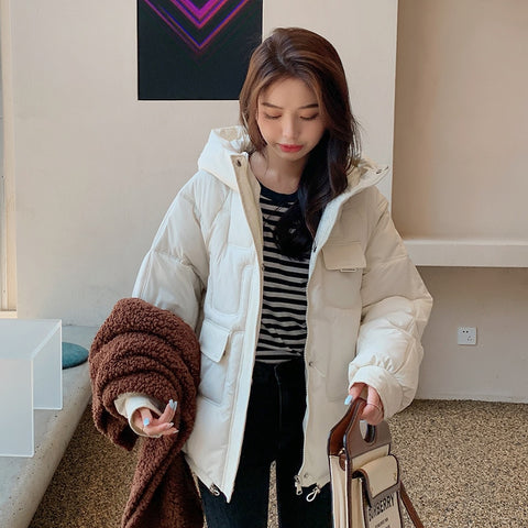 European Station 2022 Winter New Small Cotton Clothes Women's Hooded Bread