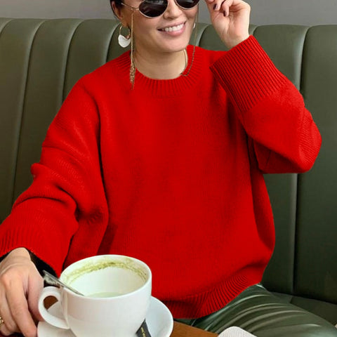 Winter Warm Knitted O Neck Sweater Women 2022 Korean Elegant Basic