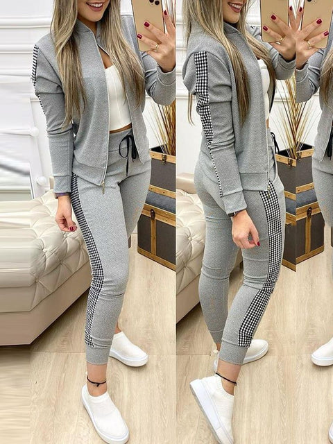 2022 Women's Tracksuit Zipper Top And Pants Casual Sport Suit