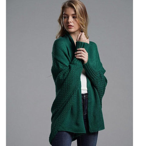 Fitshinling Oversized Sweater Cardigan Female Clothes Patchwork Batwing Sleeve Long Outerwear Women Winter Big Size Jacket Coat
