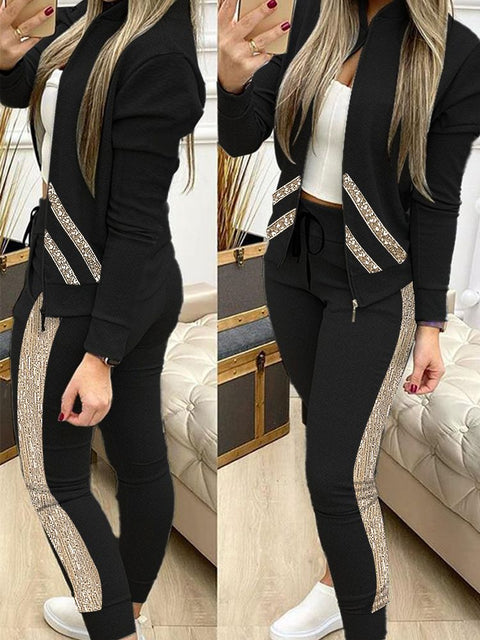 2022 Women's Tracksuit Zipper Top And Pants Casual Sport Suit