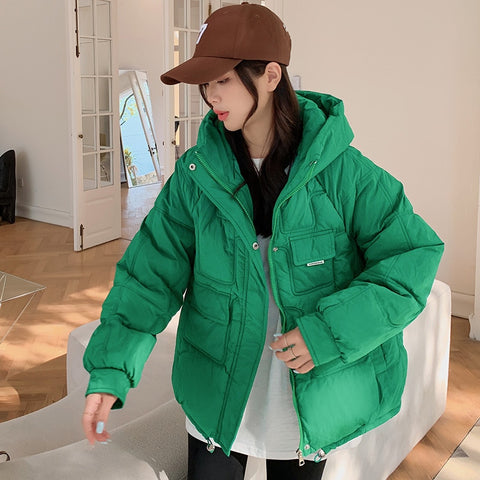European Station 2022 Winter New Small Cotton Clothes Women's Hooded Bread