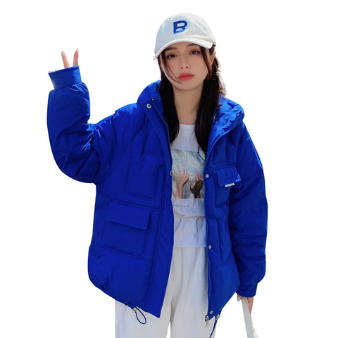 European Station 2022 Winter New Small Cotton Clothes Women's Hooded Bread